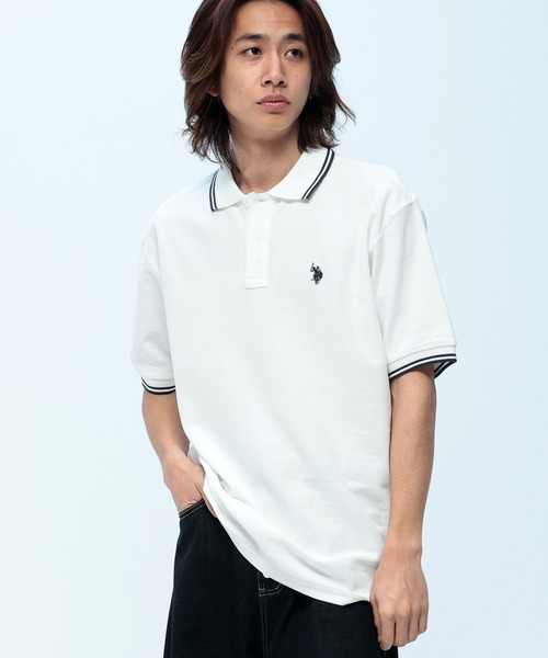 U.S. POLO ASSN.(ユーエスポロアッスン)の「U.S. POLO ASSN. (ユーエスポロアッスン) 半袖ポロシャツ 鹿の子 ライン ワンポイント ポロ PLM61103(ポロシャツ・メンズ・ブルー/ブラック/ホワイト・LL/L/M)」の1枚目の写真