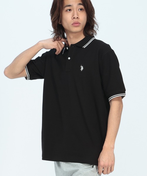 U.S. POLO ASSN.(ユーエスポロアッスン)の「U.S. POLO ASSN. (ユーエスポロアッスン) 半袖ポロシャツ 鹿の子 ライン ワンポイント ポロ PLM61103(ポロシャツ・メンズ・ブルー/ブラック/ホワイト・LL/L/M)」の2枚目の写真
