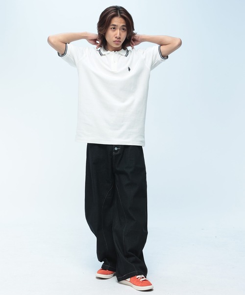 U.S. POLO ASSN.(ユーエスポロアッスン)の「U.S. POLO ASSN. (ユーエスポロアッスン) 半袖ポロシャツ 鹿の子 ライン ワンポイント ポロ PLM61103(ポロシャツ・メンズ・ブルー/ブラック/ホワイト・LL/L/M)」の4枚目の写真