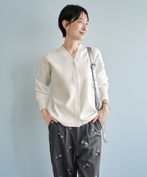 STYLE DELI(スタイルデリ)の「しっとりもっちりVネックカーディガンB(カーディガン/ボレロ・レディース・ネイビー/ミント/ホワイト・MEDIUM)」の1枚目の写真