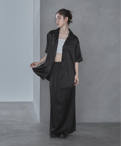 feepur（フェピュール）の「【TALLサイズあり】サテンナロースカート（スカート・レディース・ブラック/アイボリー・TALL/MEDIUM/SMALL）」の10枚目の写真