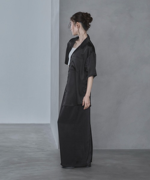 feepur（フェピュール）の「【TALLサイズあり】サテンナロースカート（スカート・レディース・ブラック/アイボリー・TALL/MEDIUM/SMALL）」の9枚目の写真