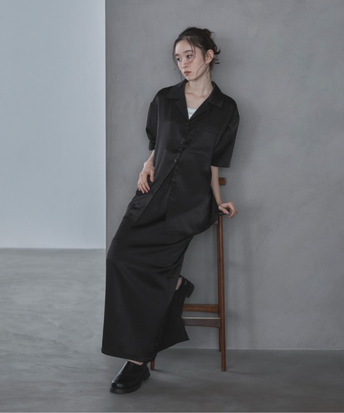 feepur（フェピュール）の「【TALLサイズあり】サテンナロースカート（スカート・レディース・ブラック/アイボリー・TALL/MEDIUM/SMALL）」の14枚目の写真