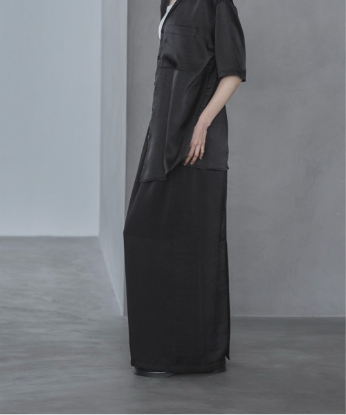 feepur（フェピュール）の「【TALLサイズあり】サテンナロースカート（スカート・レディース・ブラック/アイボリー・TALL/MEDIUM/SMALL）」の18枚目の写真