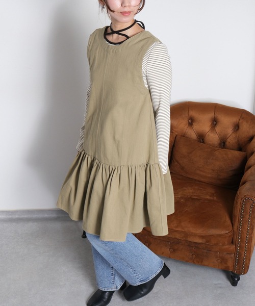 cepo（セポ）の「〈前後2way〉リボンチュニック フロントジップワンピース（チュニック・レディース・ブラック/オリーブ/オフホワイト・M）」の3枚目の写真