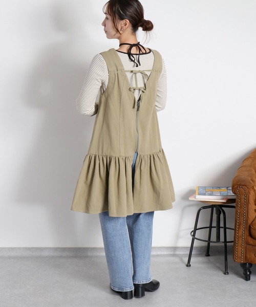 cepo（セポ）の「〈前後2way〉リボンチュニック フロントジップワンピース（チュニック・レディース・ブラック/オリーブ/オフホワイト・M）」の14枚目の写真