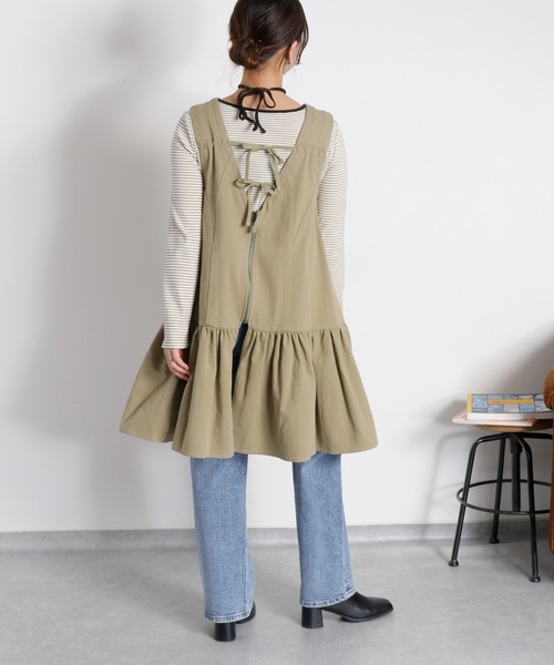 cepo（セポ）の「〈前後2way〉リボンチュニック フロントジップワンピース（チュニック・レディース・ブラック/オリーブ/オフホワイト・M）」の15枚目の写真