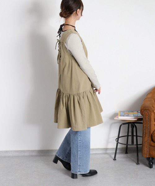 cepo（セポ）の「〈前後2way〉リボンチュニック フロントジップワンピース（チュニック・レディース・ブラック/オリーブ/オフホワイト・M）」の16枚目の写真