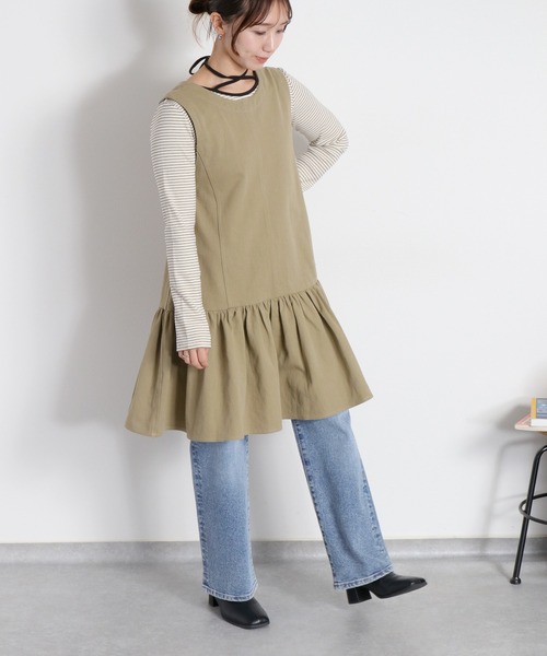 cepo（セポ）の「〈前後2way〉リボンチュニック フロントジップワンピース（チュニック・レディース・ブラック/オリーブ/オフホワイト・M）」の13枚目の写真