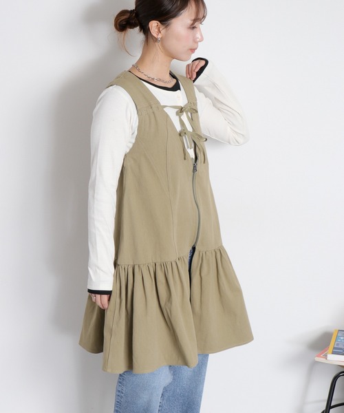 cepo（セポ）の「〈前後2way〉リボンチュニック フロントジップワンピース（チュニック・レディース・ブラック/オリーブ/オフホワイト・M）」の22枚目の写真