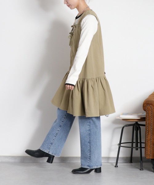 cepo（セポ）の「〈前後2way〉リボンチュニック フロントジップワンピース（チュニック・レディース・ブラック/オリーブ/オフホワイト・M）」の7枚目の写真