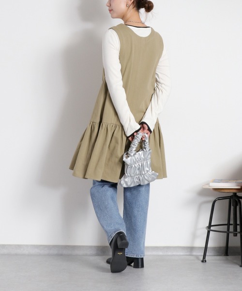 cepo（セポ）の「〈前後2way〉リボンチュニック フロントジップワンピース（チュニック・レディース・ブラック/オリーブ/オフホワイト・M）」の8枚目の写真