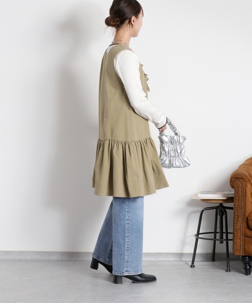 cepo（セポ）の「〈前後2way〉リボンチュニック フロントジップワンピース（チュニック・レディース・ブラック/オリーブ/オフホワイト・M）」の10枚目の写真