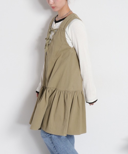 cepo（セポ）の「〈前後2way〉リボンチュニック フロントジップワンピース（チュニック・レディース・ブラック/オリーブ/オフホワイト・M）」の19枚目の写真