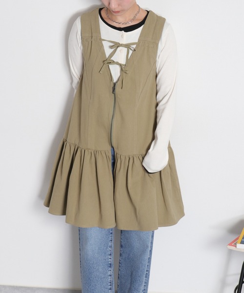 cepo（セポ）の「〈前後2way〉リボンチュニック フロントジップワンピース（チュニック・レディース・ブラック/オリーブ/オフホワイト・M）」の18枚目の写真