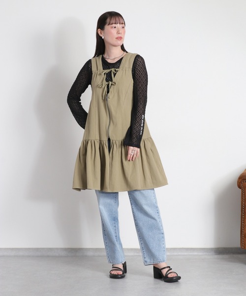 cepo（セポ）の「〈前後2way〉リボンチュニック フロントジップワンピース（チュニック・レディース・ブラック/オリーブ/オフホワイト・M）」の17枚目の写真