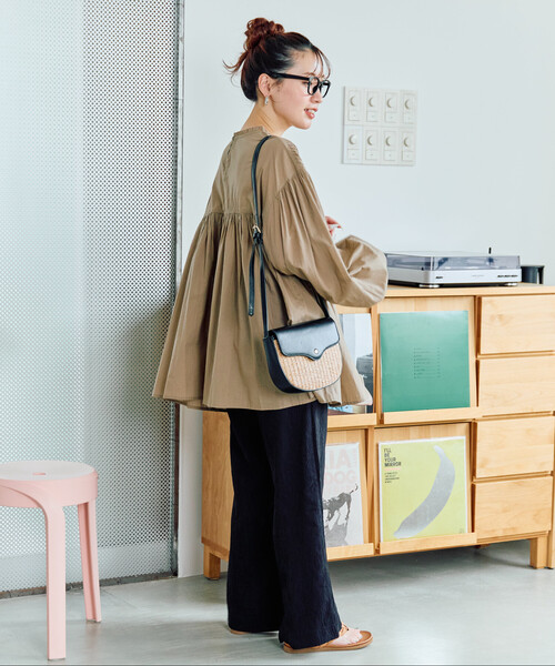 FREAK'S STORE（フリークスストア）の「限定展開　インド ピンタック ギャザー ロングスリーブ ブラウス（シャツ/ブラウス・レディース・ブラック/ブルー/ライトイエロー/オフホワイト/サーモンピンク/ネイビー/モカ・ﾌﾘ-）」の22枚目の写真