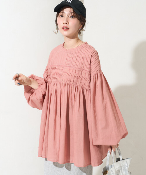 FREAK'S STORE(フリークスストア)の「限定展開 インド ピンタック ギャザー ロングスリーブ ブラウス(シャツ/ブラウス・レディース・ブラック/ブルー/ライトイエロー/オフホワイト/サーモンピンク/ネイビー/モカ・フリ-)」の16枚目の写真