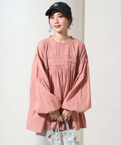 FREAK'S STORE(フリークスストア)の「限定展開 インド ピンタック ギャザー ロングスリーブ ブラウス(シャツ/ブラウス・レディース・ブラック/ブルー/ライトイエロー/オフホワイト/サーモンピンク/ネイビー/モカ・フリ-)」の17枚目の写真