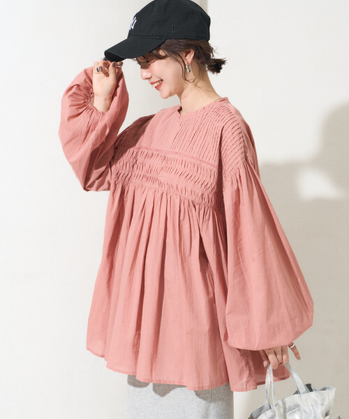 FREAK'S STORE(フリークスストア)の「限定展開 インド ピンタック ギャザー ロングスリーブ ブラウス(シャツ/ブラウス・レディース・ブラック/ブルー/ライトイエロー/オフホワイト/サーモンピンク/ネイビー/モカ・フリ-)」の18枚目の写真