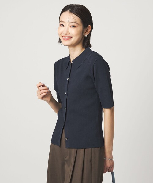 green label relaxing(グリーンレーベルリラクシング)の「HIYOKE エリツキ リブ ニット マシンウォッシャブル UVカット 遮熱(ニット/セーター・レディース・ライトグレー/ダークブラウン/レッド/ネイビー・FREE)」の3枚目の写真