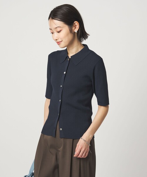 green label relaxing(グリーンレーベルリラクシング)の「HIYOKE エリツキ リブ ニット マシンウォッシャブル UVカット 遮熱(ニット/セーター・レディース・ライトグレー/ダークブラウン/レッド/ネイビー・FREE)」の5枚目の写真