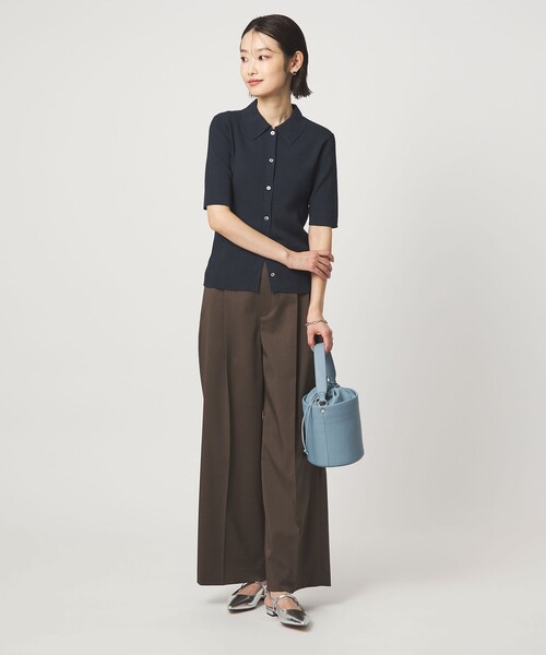green label relaxing(グリーンレーベルリラクシング)の「HIYOKE エリツキ リブ ニット マシンウォッシャブル UVカット 遮熱(ニット/セーター・レディース・ライトグレー/ダークブラウン/レッド/ネイビー・FREE)」の6枚目の写真