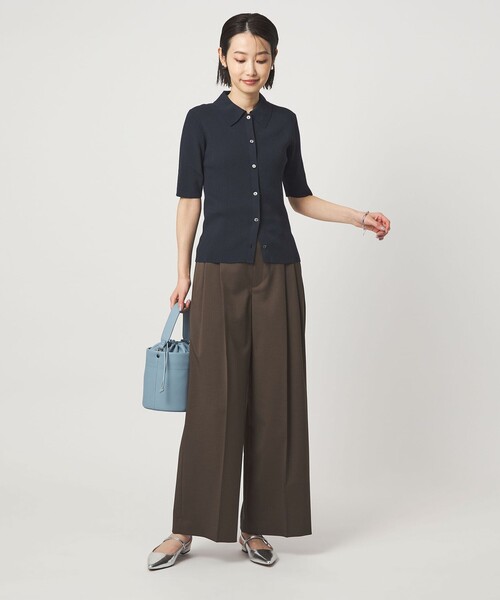 green label relaxing(グリーンレーベルリラクシング)の「HIYOKE エリツキ リブ ニット マシンウォッシャブル UVカット 遮熱(ニット/セーター・レディース・ライトグレー/ダークブラウン/レッド/ネイビー・FREE)」の7枚目の写真