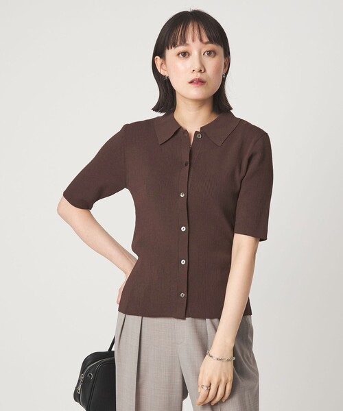 green label relaxing(グリーンレーベルリラクシング)の「HIYOKE エリツキ リブ ニット マシンウォッシャブル UVカット 遮熱(ニット/セーター・レディース・ライトグレー/ダークブラウン/レッド/ネイビー・FREE)」の8枚目の写真