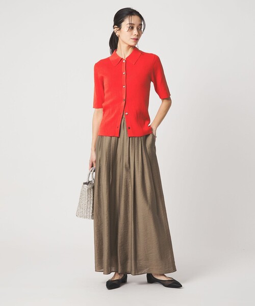 green label relaxing(グリーンレーベルリラクシング)の「HIYOKE エリツキ リブ ニット マシンウォッシャブル UVカット 遮熱(ニット/セーター・レディース・ライトグレー/ダークブラウン/レッド/ネイビー・FREE)」の14枚目の写真