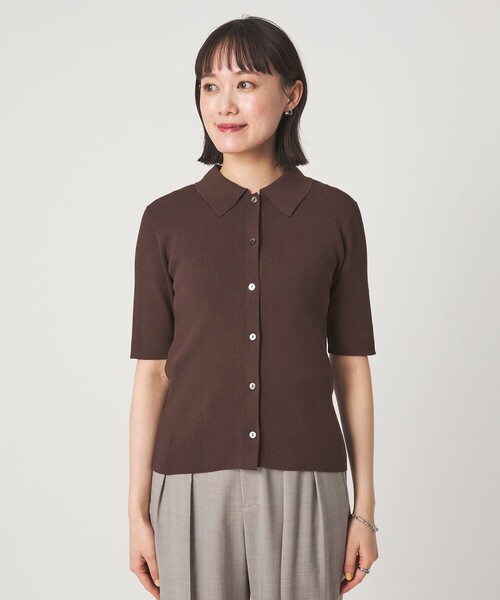 green label relaxing(グリーンレーベルリラクシング)の「HIYOKE エリツキ リブ ニット マシンウォッシャブル UVカット 遮熱(ニット/セーター・レディース・ライトグレー/ダークブラウン/レッド/ネイビー・FREE)」の16枚目の写真