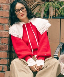 <Bloomy Yarn Knit>アゼ編みコットンクルーネックニット