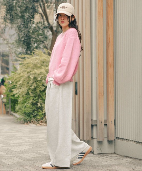 RAGEBLUE（レイジブルー）の「＜Bloomy Yarn Knit＞アゼ編みコットンクルーネックニット（ニット/セーター・レディース・グレー/ライトブルー/ピンク/レッド・FREE）」の16枚目の写真