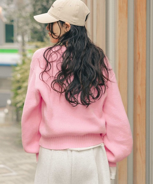 RAGEBLUE（レイジブルー）の「＜Bloomy Yarn Knit＞アゼ編みコットンクルーネックニット（ニット/セーター・レディース・グレー/ライトブルー/ピンク/レッド・FREE）」の19枚目の写真