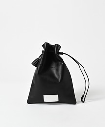 《ADAMPATEK》water repellent leather mini drawstring bag/撥水レザーミニ巾着バッグ/AP2619006