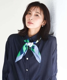 MK MICHEL KLEIN | [SANAGARAシリーズ]デニムライク クロップド丈シャツブラウス/接触冷感/UVカット/洗える(シャツ/ブラウス)