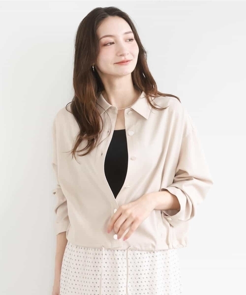 MK MICHEL KLEIN（エムケーミッシェルクラン）の「[SANAGARAシリーズ]デニムライク クロップド丈シャツブラウス/接触冷感/UVカット/洗える（シャツ/ブラウス・レディース・ネイビー/ベージュ・38）」の18枚目の写真