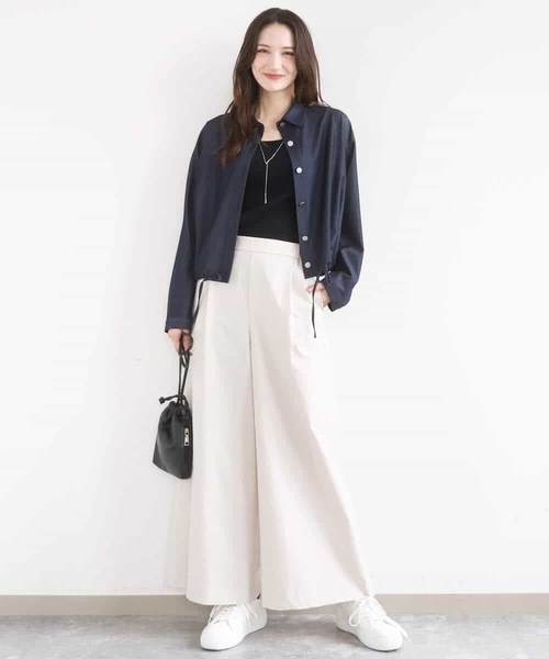 MK MICHEL KLEIN（エムケーミッシェルクラン）の「[SANAGARAシリーズ]デニムライク クロップド丈シャツブラウス/接触冷感/UVカット/洗える（シャツ/ブラウス・レディース・ネイビー/ベージュ・38）」の6枚目の写真