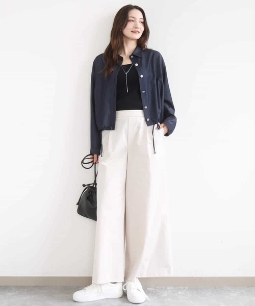 MK MICHEL KLEIN（エムケーミッシェルクラン）の「[SANAGARAシリーズ]デニムライク クロップド丈シャツブラウス/接触冷感/UVカット/洗える（シャツ/ブラウス・レディース・ネイビー/ベージュ・38）」の5枚目の写真