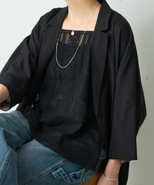 BEARDSLEY（ビアズリー）の「ソウレースキャミソール（シャツ/ブラウス・レディース・ブラック/ホワイト・FREE）」の2枚目の写真