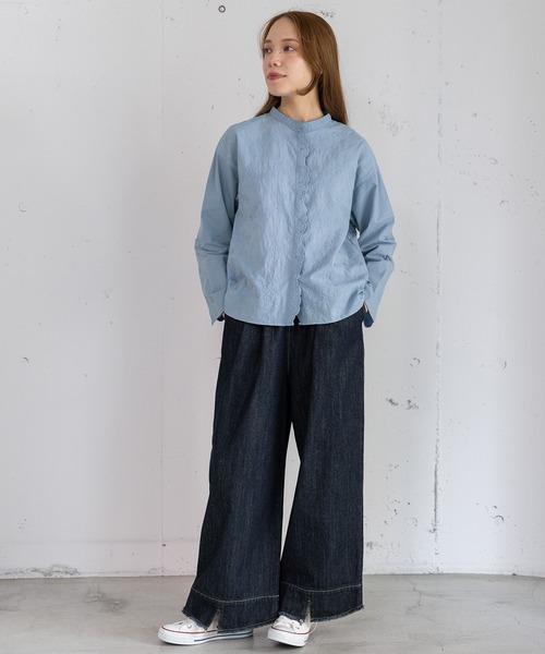 POU DOU DOU（プードゥドゥ）の「スカラップ刺繍ブラウス（シャツ/ブラウス・レディース・オフホワイト/ブルー/ブラック・3）」の12枚目の写真