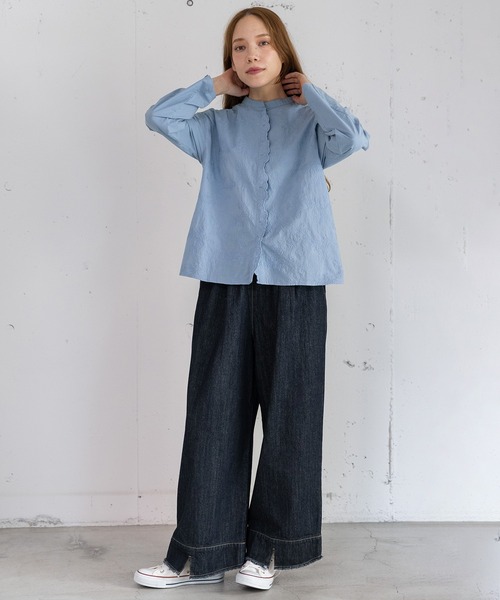 POU DOU DOU（プードゥドゥ）の「スカラップ刺繍ブラウス（シャツ/ブラウス・レディース・オフホワイト/ブルー/ブラック・3）」の13枚目の写真