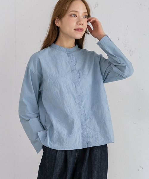 POU DOU DOU（プードゥドゥ）の「スカラップ刺繍ブラウス（シャツ/ブラウス・レディース・オフホワイト/ブルー/ブラック・3）」の16枚目の写真