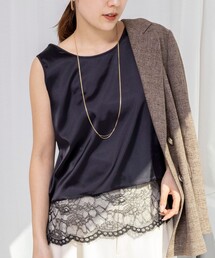 NOLLEY’S | ウォッシャブル裾レースオトナサテンタンク(タンクトップ)