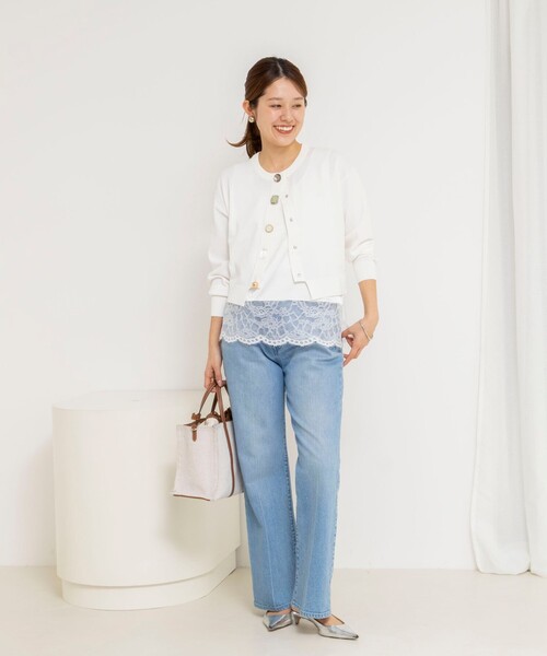 NOLLEY’S（ノーリーズ）の「ウォッシャブル裾レースオトナサテンタンク（タンクトップ・レディース・ホワイト/ブラック・38）」の3枚目の写真