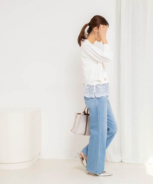 NOLLEY’S（ノーリーズ）の「ウォッシャブル裾レースオトナサテンタンク（タンクトップ・レディース・ホワイト/ブラック・38）」の5枚目の写真