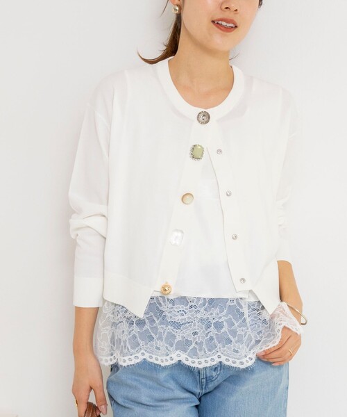 NOLLEY’S（ノーリーズ）の「ウォッシャブル裾レースオトナサテンタンク（タンクトップ・レディース・ホワイト/ブラック・38）」の9枚目の写真