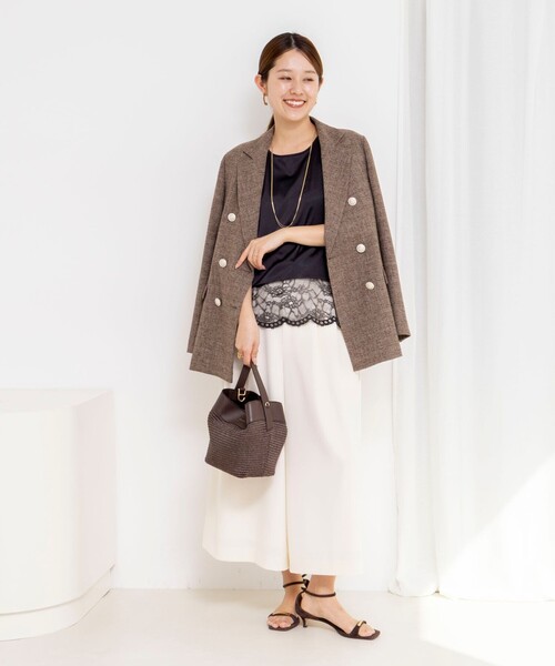 NOLLEY’S（ノーリーズ）の「ウォッシャブル裾レースオトナサテンタンク（タンクトップ・レディース・ホワイト/ブラック・38）」の12枚目の写真