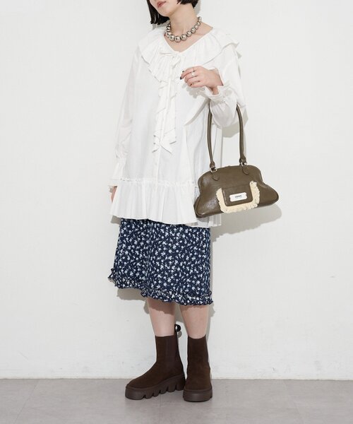 GRAIN（グレイン）の「【WEB限定】【GRAIN/グレイン】フリンジ変形ハンドバッグ（トートバッグ・レディース・ブラウン/ブルー・FREE）」の7枚目の写真