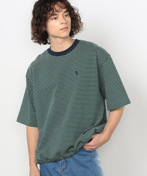 Purple&Yellow(パープルアンドイエロー)の「ボーダーTシャツ(Tシャツ/カットソー・メンズ・グリーン・LARGE)」の1枚目の写真